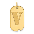 14k Yellow Gold V Pendant Charm, Cutout Monogram Dog Tag Design, Unisex Letter Jewelry