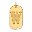 14k Yellow Gold Dog Tag Pendant with Cutout Block Letter W, Unisex Initial Charm