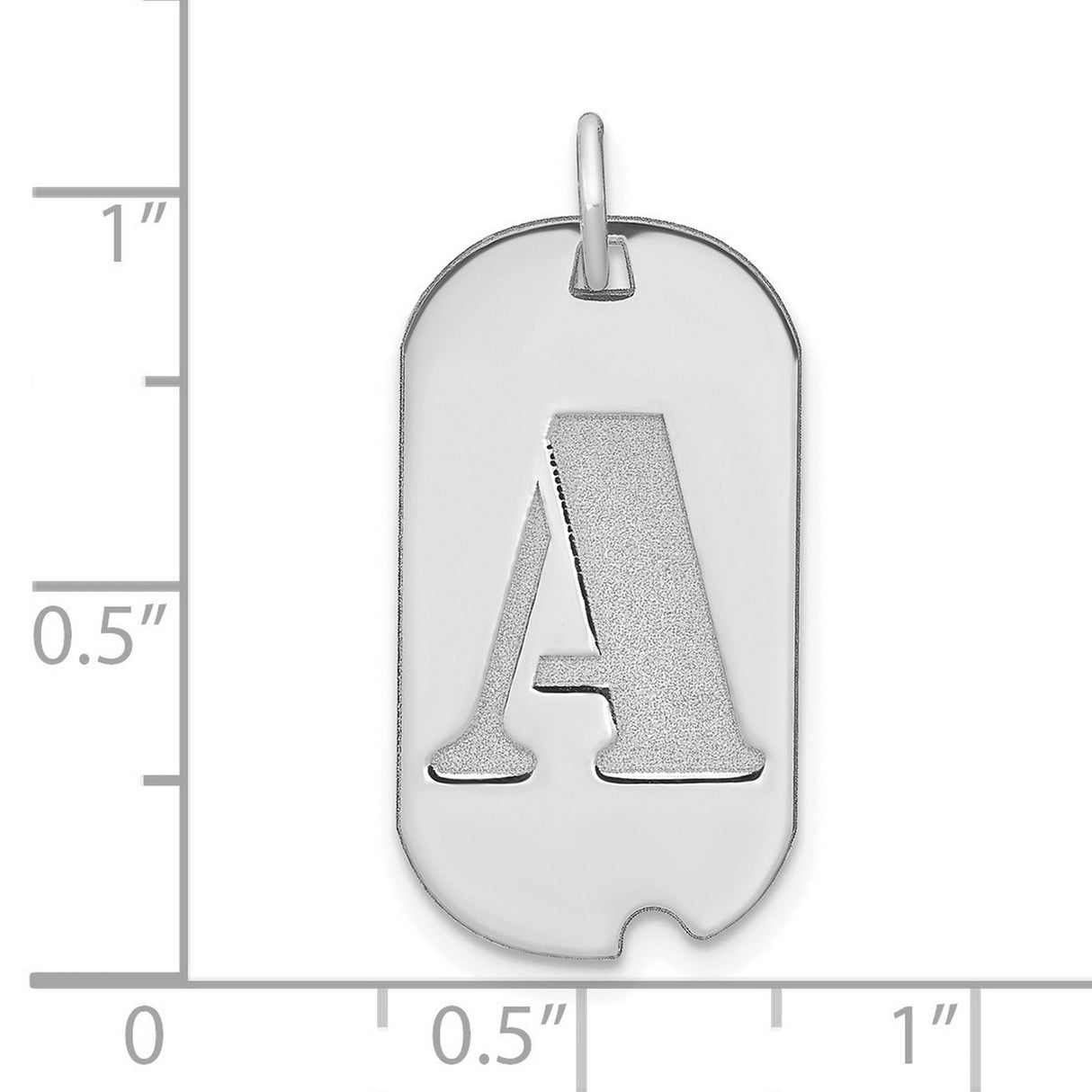 14k White Gold Dog Tag Pendant with Letter A, Unisex Alphabet Charm