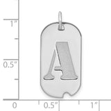 14k White Gold Dog Tag Pendant with Letter A, Unisex Alphabet Charm