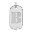 14k White Gold Dog Tag Pendant with Bold Letter B Initial, Unisex Monogram Charm