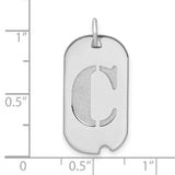 14k White Gold Initial Pendant with Cutout Letter C, Dog Tag Style Charm