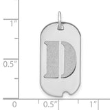 14k White Gold Dog Tag Pendant with Block Letter D, Textured Initial Charm