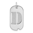 14k White Gold Dog Tag Pendant with Block Letter D, Textured Initial Charm
