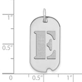 14k White Gold Dog Tag Pendant with Cutout Letter E, Unisex Initial Charm