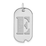 14k White Gold Dog Tag Pendant with Cutout Letter E, Unisex Initial Charm