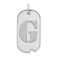 14k White Gold Dog Tag Pendant with Cutout Letter G, Polished and Satin Finish, Unisex Initial Design