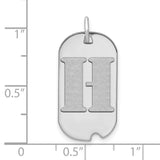 14k White Gold Dog Tag Pendant with Letter H, Unisex Initial Charm