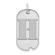 14k White Gold Dog Tag Pendant with Letter H, Unisex Initial Charm