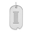14k White Gold Dog Tag Pendant with Letter I, Unisex Modern Initial Charm