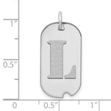 14k White Gold Dog Tag Pendant with Bold Letter L, Modern Minimalist Initial Charm