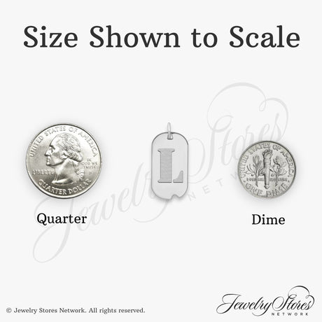 14k White Gold Dog Tag Pendant with Bold Letter L, Modern Minimalist Initial Charm