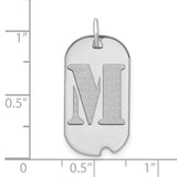 14k White Gold Dog Tag Pendant with Bold Letter M Initial Charm for Unisex Wear