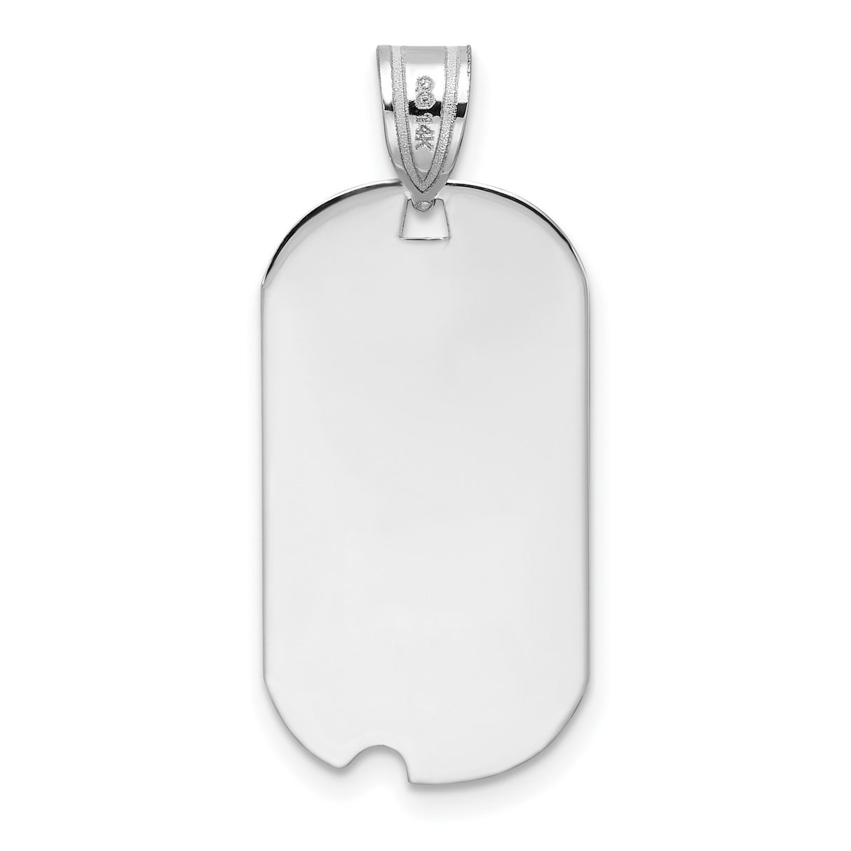 14k White Gold Dog Tag Pendant with Polished and Satin Finish, Unisex Cutout Design