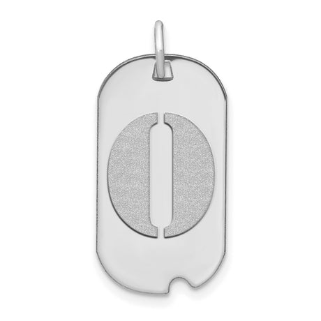 14k White Gold Dog Tag Pendant with Polished and Satin Finish, Unisex Cutout Design