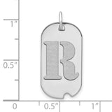 14k White Gold Dog Tag Pendant with Textured Letter R Initial, Monogram Charm