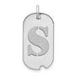14k White Gold Dog Tag Pendant with Cut-Out Initial S, Unisex Letter Charm