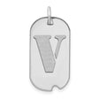 14k White Gold Dog Tag Pendant with Block Letter V Initial, Unisex Alphabet Charm