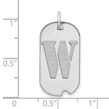 14k White Gold Dog Tag Pendant with Letter W Cutout and Brushed Finish