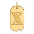Polished Letter X Initial Dog Tag Charm Pendant in Real 14k Yellow Gold