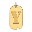 Polished Letter Y Initial Dog Tag Charm Pendant in Real 14k Yellow Gold