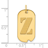 Polished Letter Z Initial Dog Tag Charm Pendant in Real 14k Yellow Gold