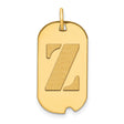 Polished Letter Z Initial Dog Tag Charm Pendant in Real 14k Yellow Gold