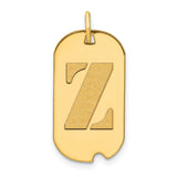 Polished Letter Z Initial Dog Tag Charm Pendant in Real 14k Yellow Gold