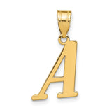 14k Yellow Gold Initial Pendant with Polished Block Letter A Design for Women