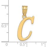 14k Yellow Gold Letter C Pendant, Polished Script Initial Charm for Women
