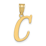 14k Yellow Gold Letter C Pendant, Polished Script Initial Charm for Women
