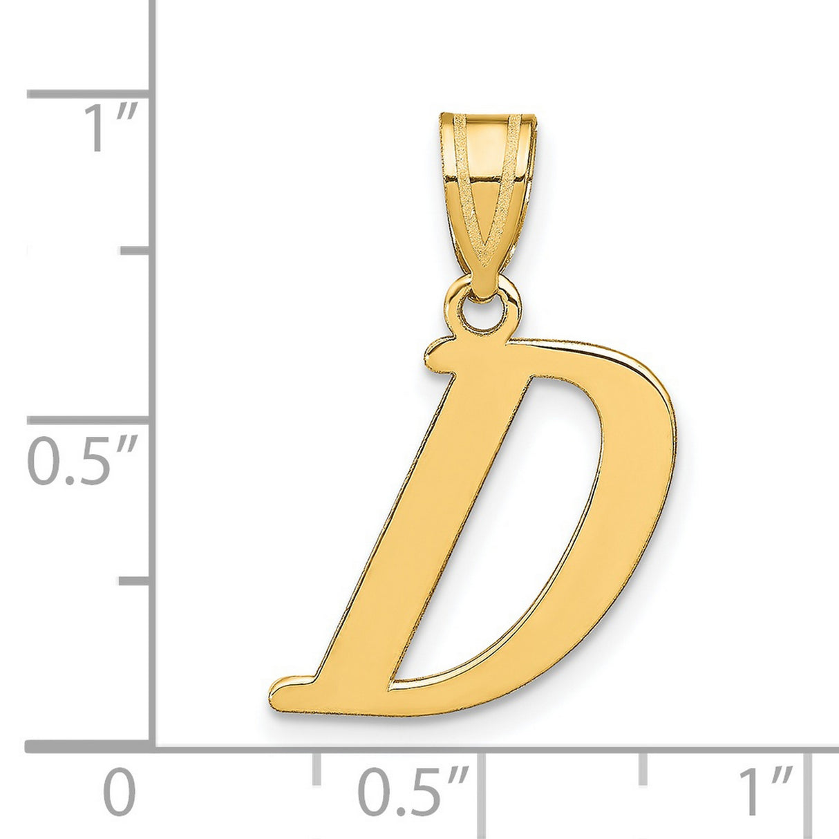 14k Yellow Gold Letter D Pendant, Script Initial Charm, Unisex Monogram Jewelry