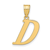 14k Yellow Gold Letter D Pendant, Script Initial Charm, Unisex Monogram Jewelry