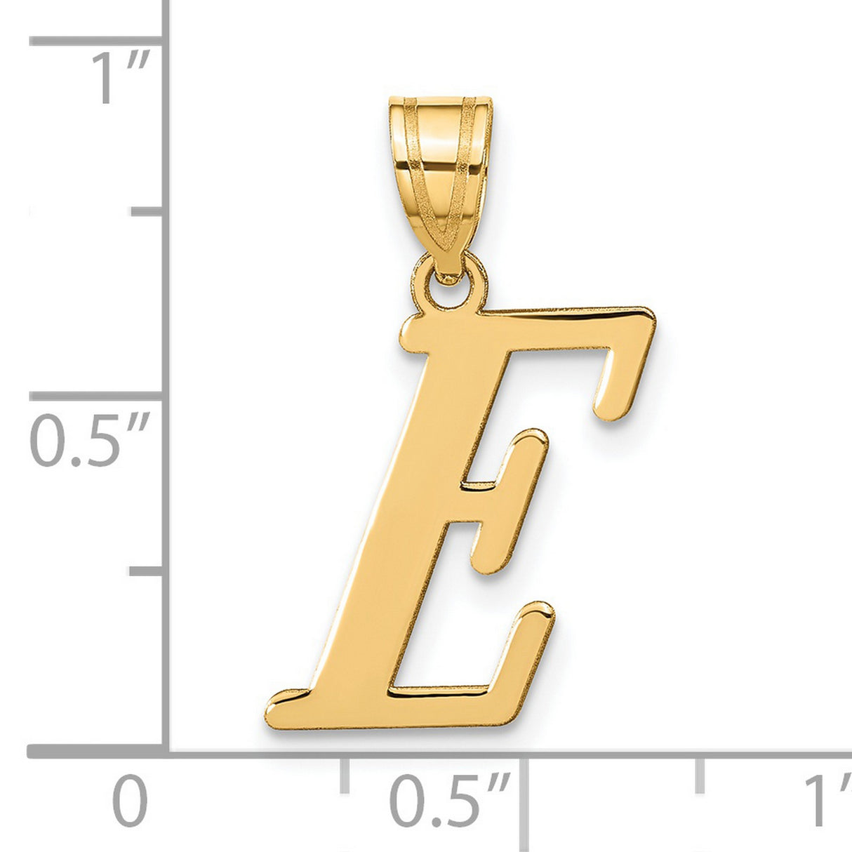 14k Yellow Gold Letter E Pendant, Bold Script Initial Charm for Women or Unisex Wear