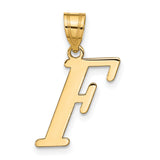 14k Yellow Gold Pendant, Script Letter F Initial Charm, Dainty Monogram Jewelry for Women or Unisex