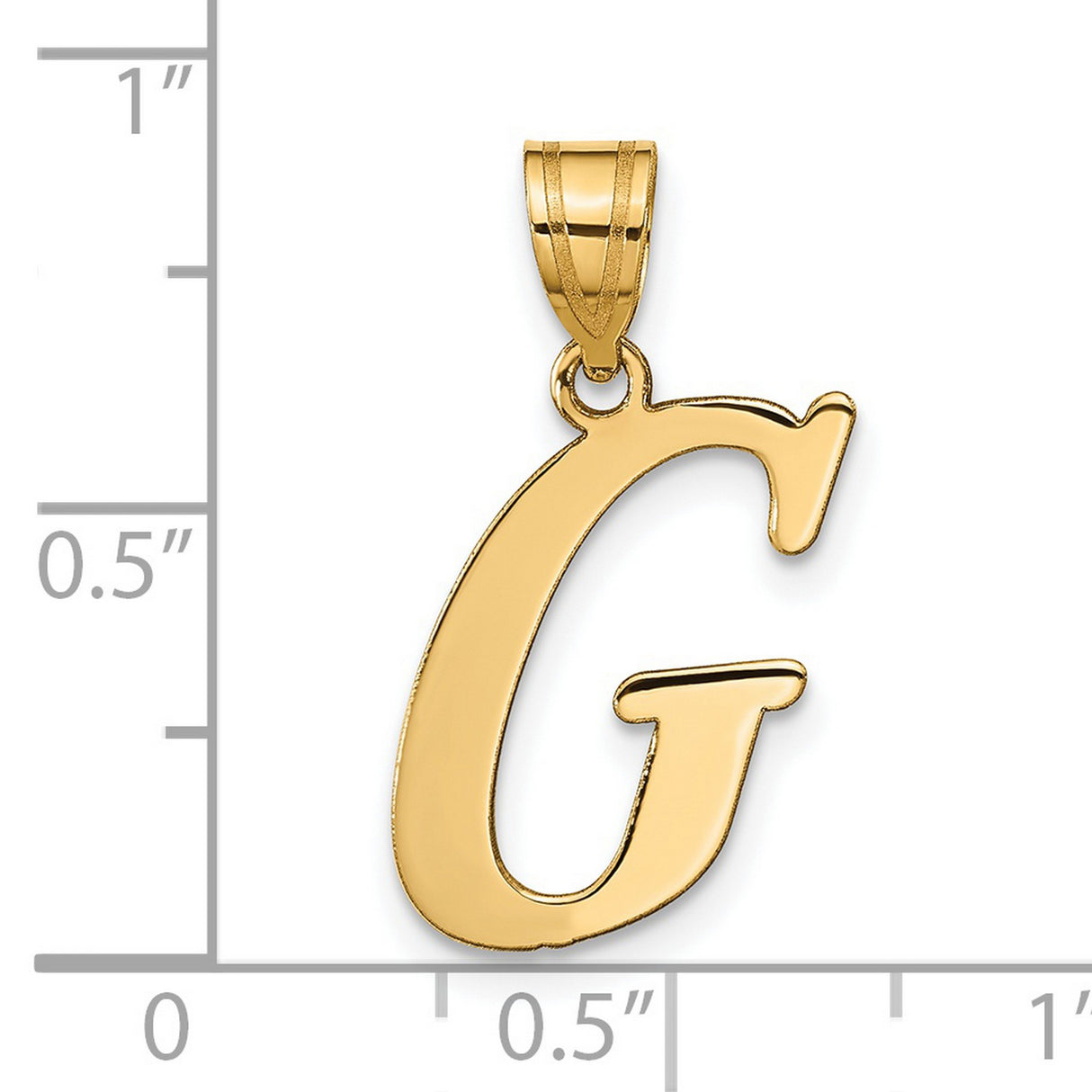 14k Yellow Gold Letter G Pendant, Polished Script Initial Charm for Women or Unisex Wear
