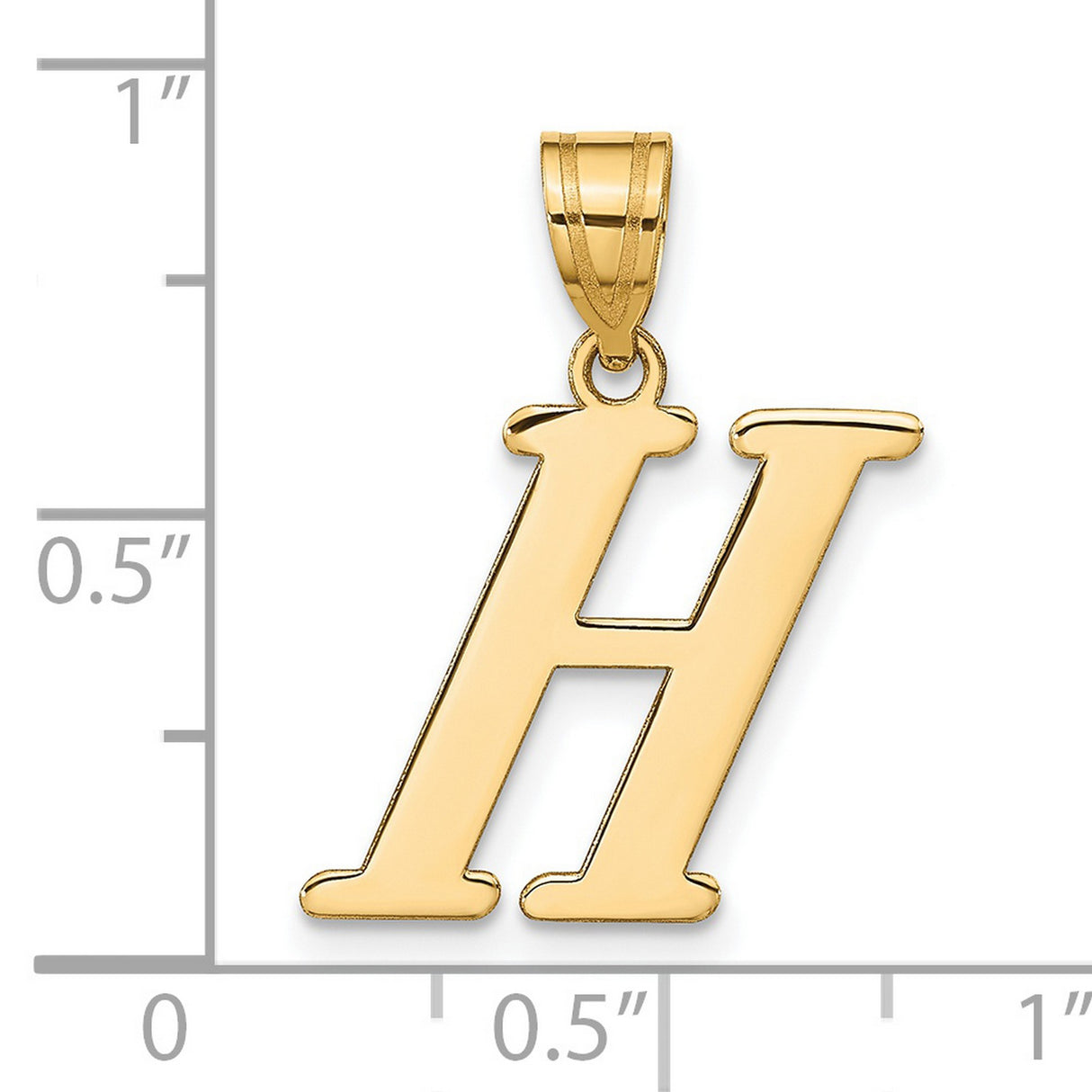 Polished Letter H Initial Charm Pendant in Real 14k Yellow Gold