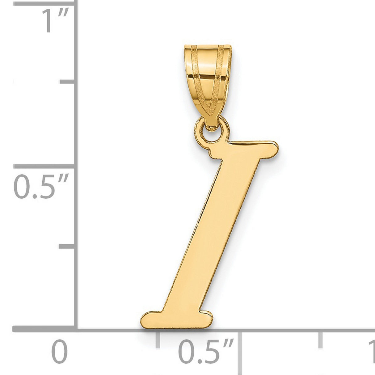 14k Yellow Gold Initial I Pendant, Block Letter Charm, Minimalist Monogram Jewelry