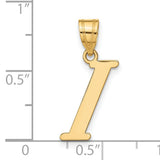 14k Yellow Gold Initial I Pendant, Block Letter Charm, Minimalist Monogram Jewelry