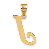 14k Yellow Gold Initial Pendant, Polished Block Letter J Charm, Dainty Alphabet Jewelry