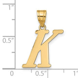 14k Yellow Gold Initial Pendant with Polished Block Letter K, Unisex Monogram Charm