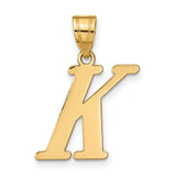 14k Yellow Gold Initial Pendant with Polished Block Letter K, Unisex Monogram Charm