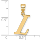 14k Yellow Gold Letter L Pendant, Script Initial Charm for Women or Unisex Wear