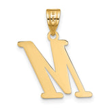 14k Yellow Gold Letter M Pendant, Block Serif Initial Charm for Women or Unisex