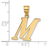 14k Yellow Gold Letter M Pendant, Block Serif Initial Charm for Women or Unisex