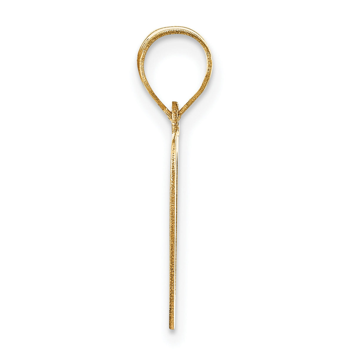 14k Yellow Gold Letter O Pendant, Polished Alphabet Charm with Open Cut-Out Design