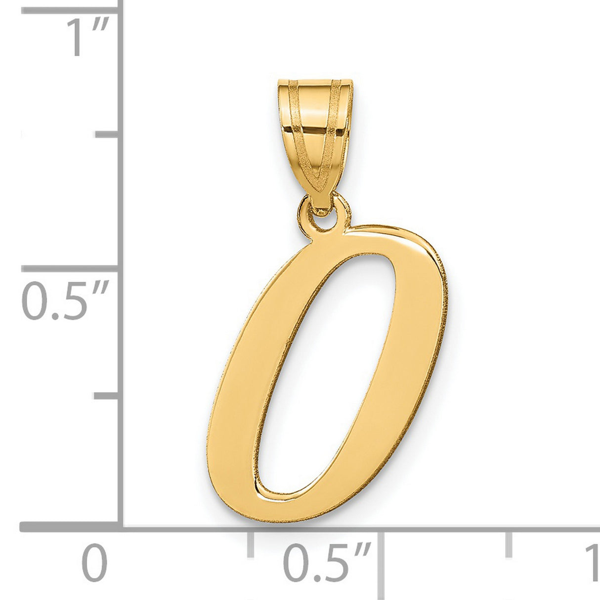 14k Yellow Gold Letter O Pendant, Polished Alphabet Charm with Open Cut-Out Design