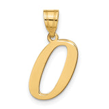14k Yellow Gold Letter O Pendant, Polished Alphabet Charm with Open Cut-Out Design