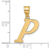 14k Yellow Gold Letter P Pendant, Polished Block Initial Charm, Unisex Monogram Jewelry