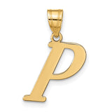 14k Yellow Gold Letter P Pendant, Polished Block Initial Charm, Unisex Monogram Jewelry